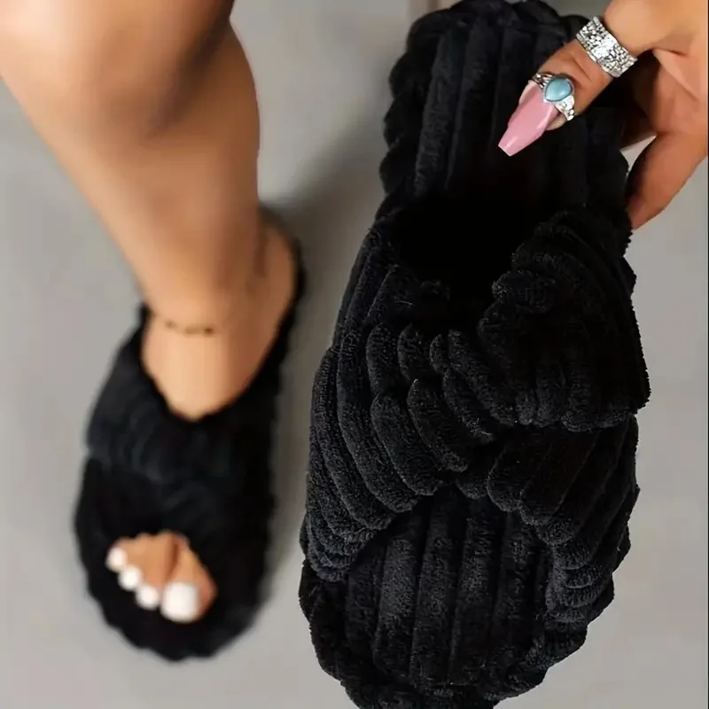 Soft Toe Cross Flat Bottom Slippers