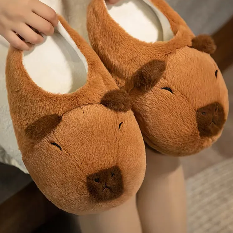 Cute Capybara Warm Non Slippery Indoor Plush Slippers