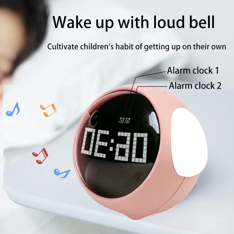 Digital Cute Emoji Alarm Clock with Voice Control Night Lamp