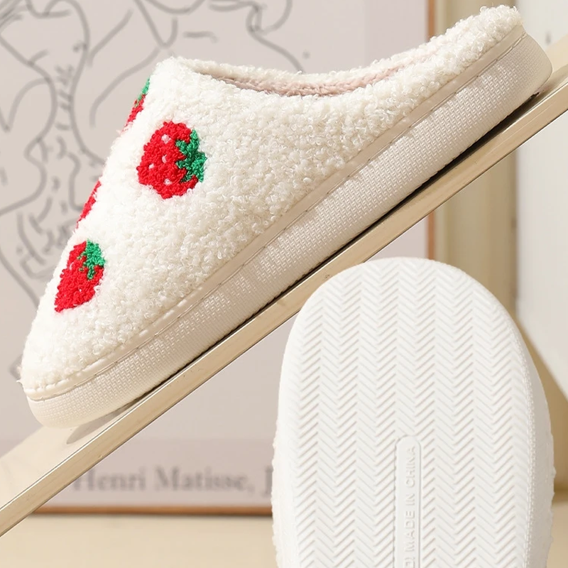 Winter Fluffy Soft Fruit Design Home Slippers