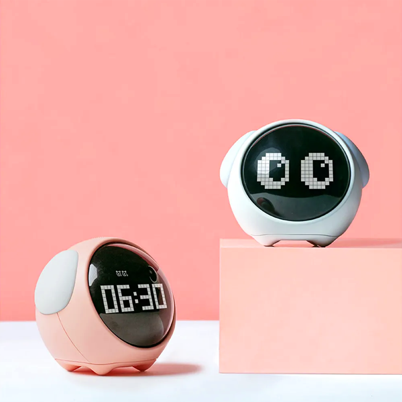 Digital Cute Emoji Alarm Clock with Voice Control Night Lamp