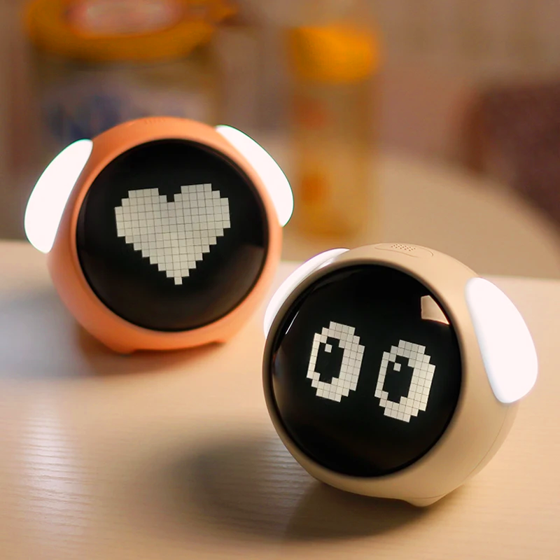 Digital Cute Emoji Alarm Clock with Voice Control Night Lamp