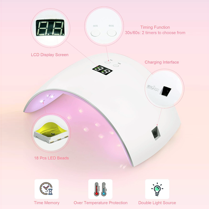 Nail Dryer LED UV Nail Lamp with LCD Display for Nail Art