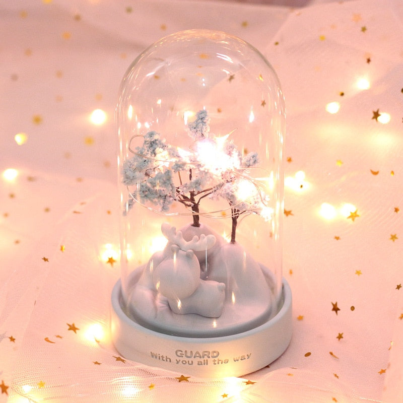 Glass Cover Reindeer Christmas Decor Lamp