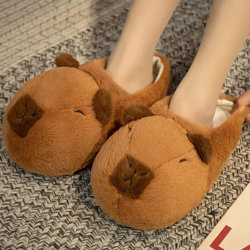 Cute Capybara Warm Non Slippery Indoor Plush Slippers