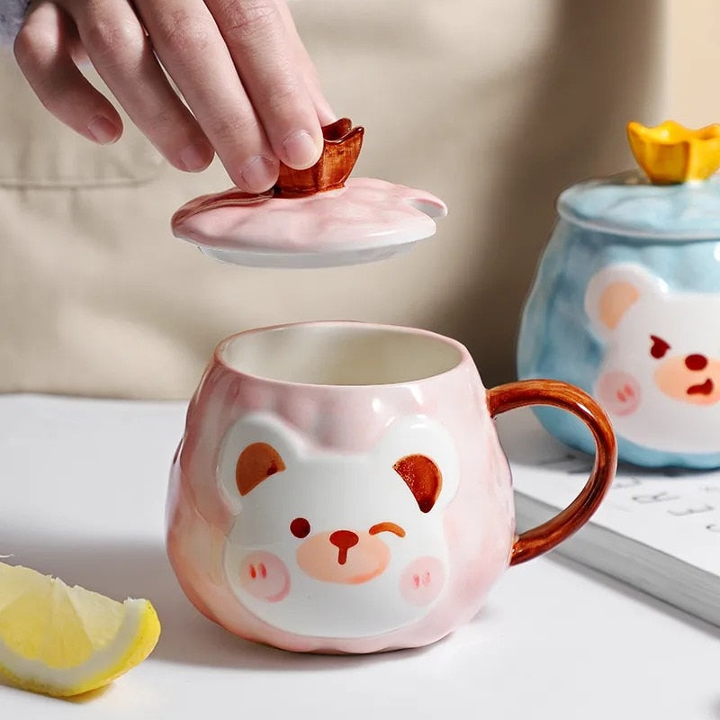 Little Bear Face Look Ceramic Cup (450ml)