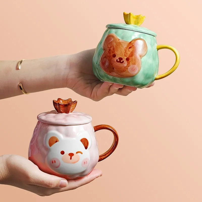 Little Bear Face Look Ceramic Cup (450ml)