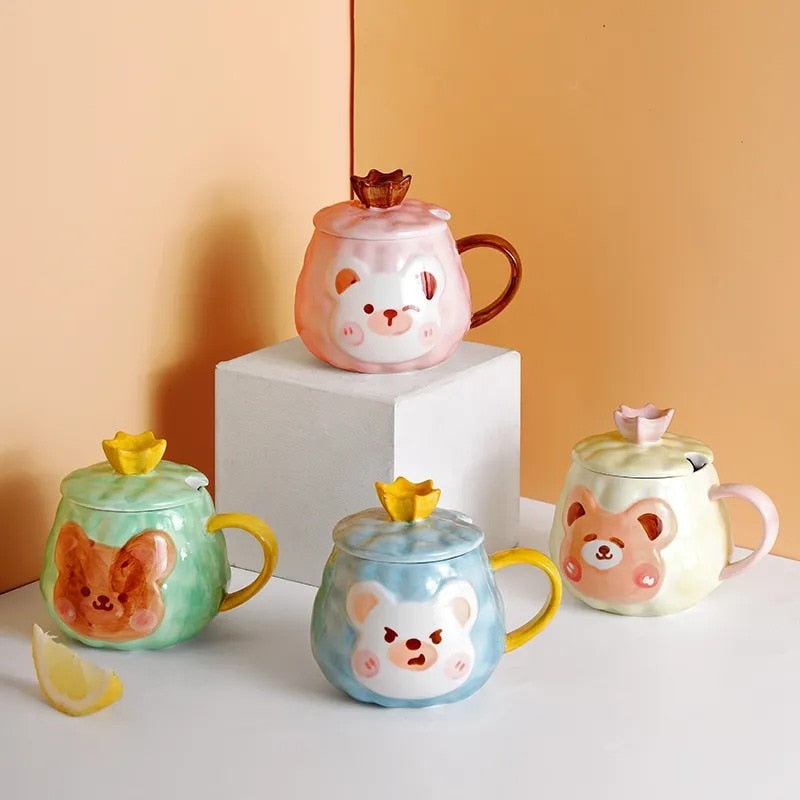 Little Bear Face Look Ceramic Cup (450ml)