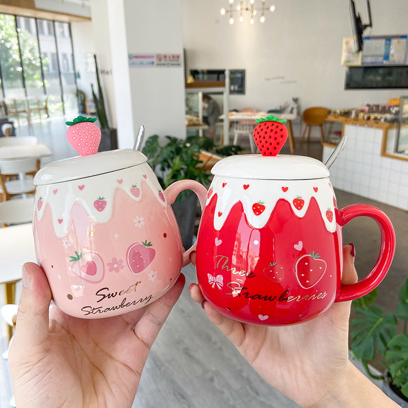 Kawaii Fruit Strawberry Avocado Ceramic Cup (500ml)