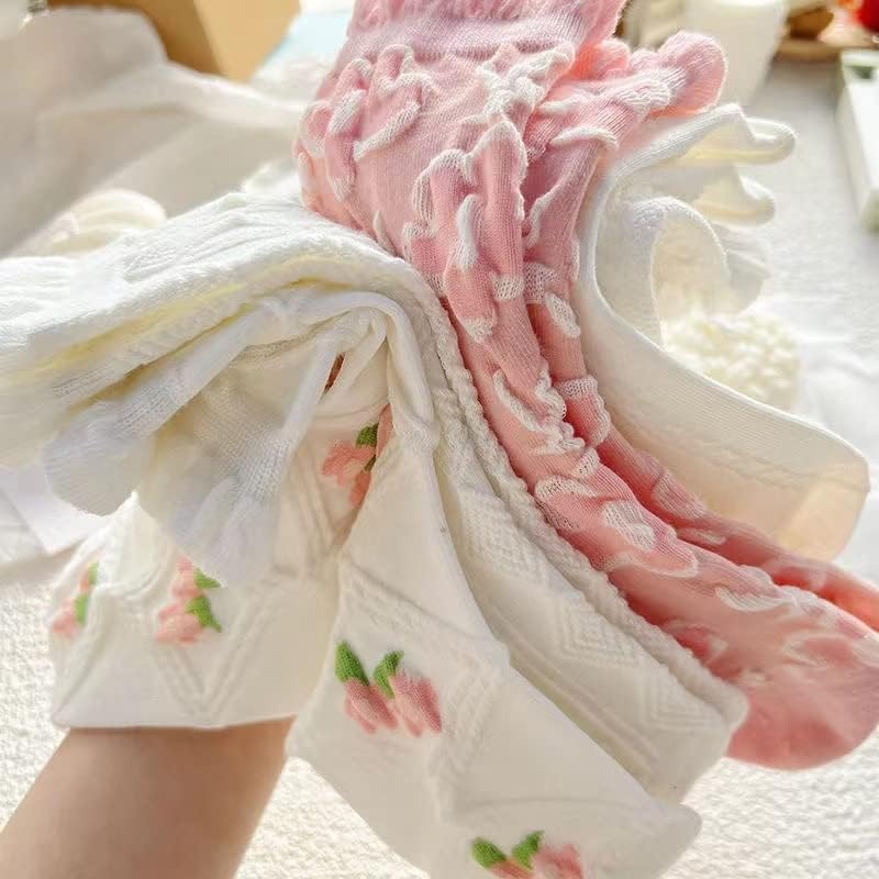 5 Pairs White Cute Lace Ruffles Socks