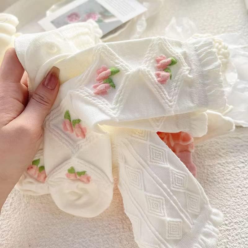 5 Pairs White Cute Lace Ruffles Socks