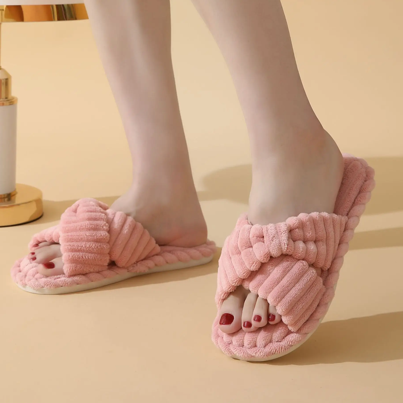 Soft Toe Cross Flat Bottom Slippers