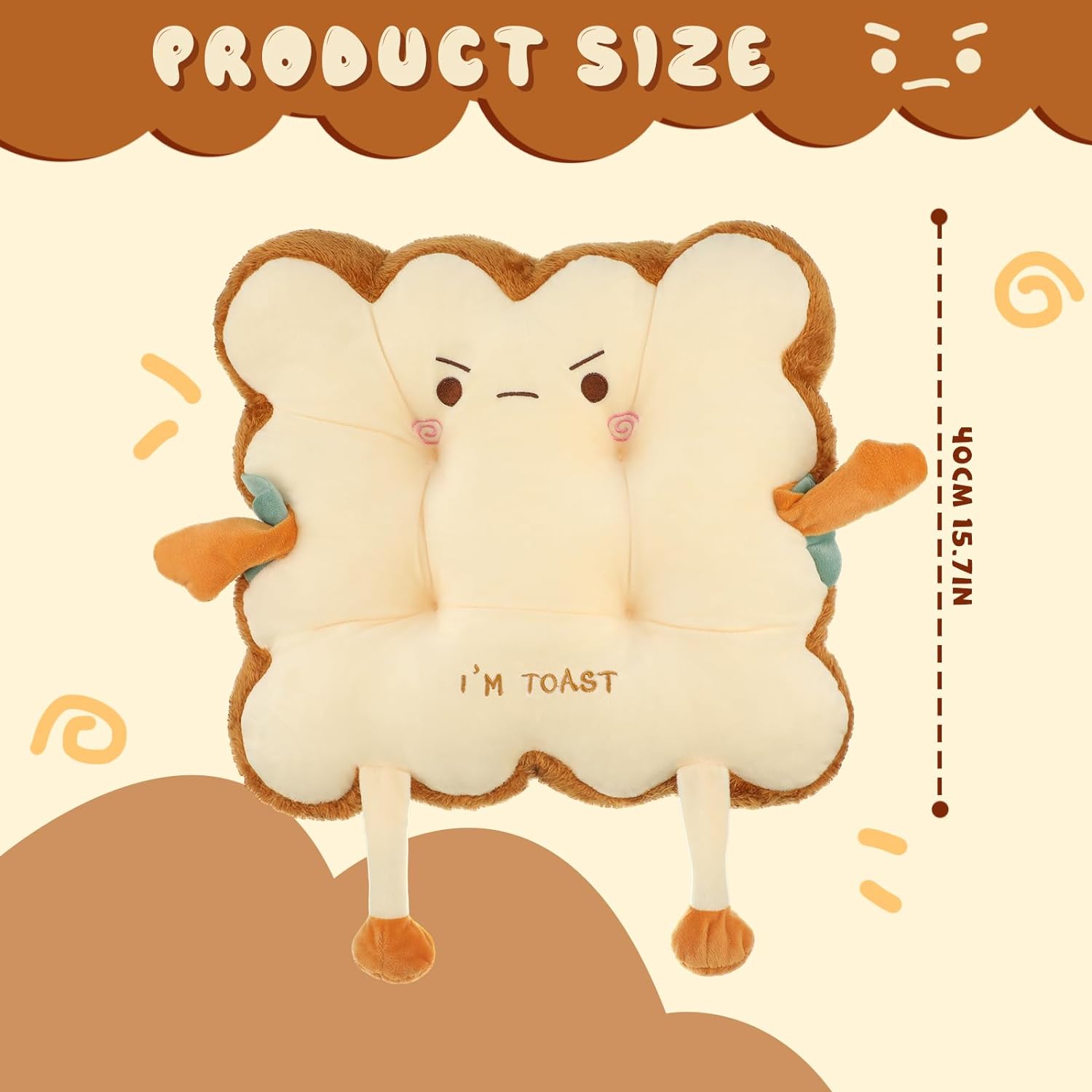 Kawaii 2 Toast Bread Pillow Seat Cushion