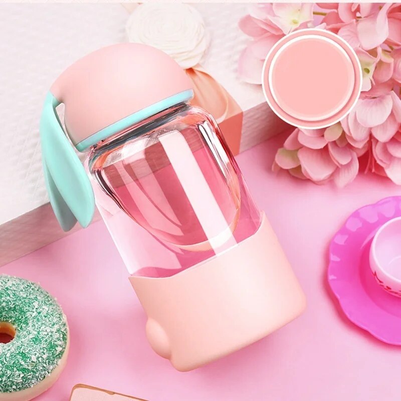 Kawaii Bunny Ears Glass Bottle (340ml)