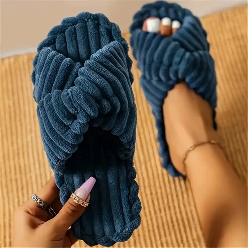 Soft Toe Cross Flat Bottom Slippers