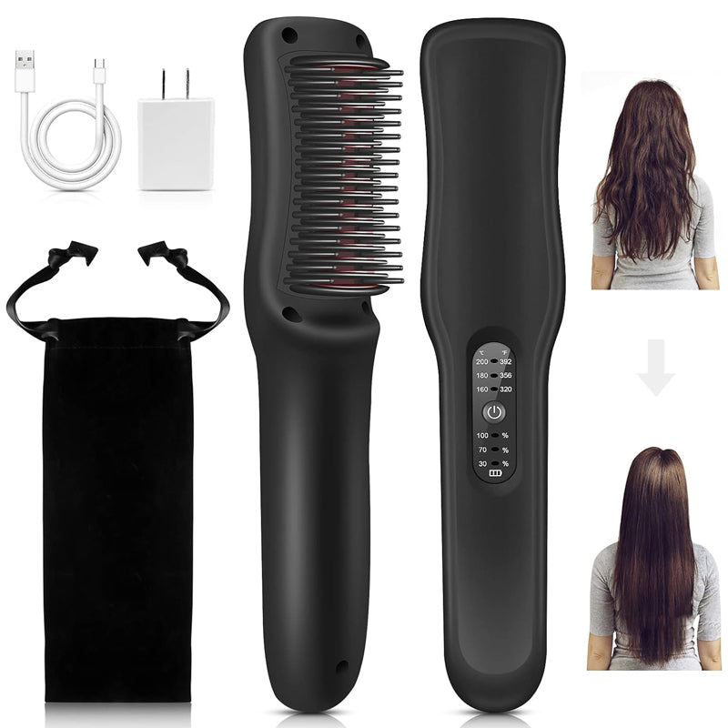 Mini Portable Hair Straightener Brush