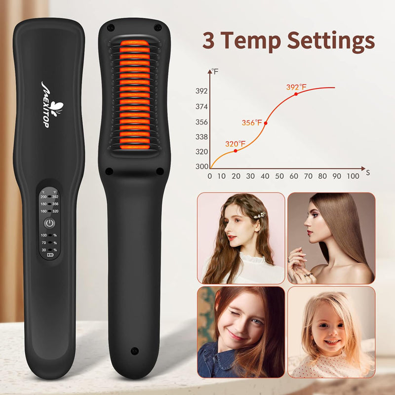 Mini Portable Hair Straightener Brush