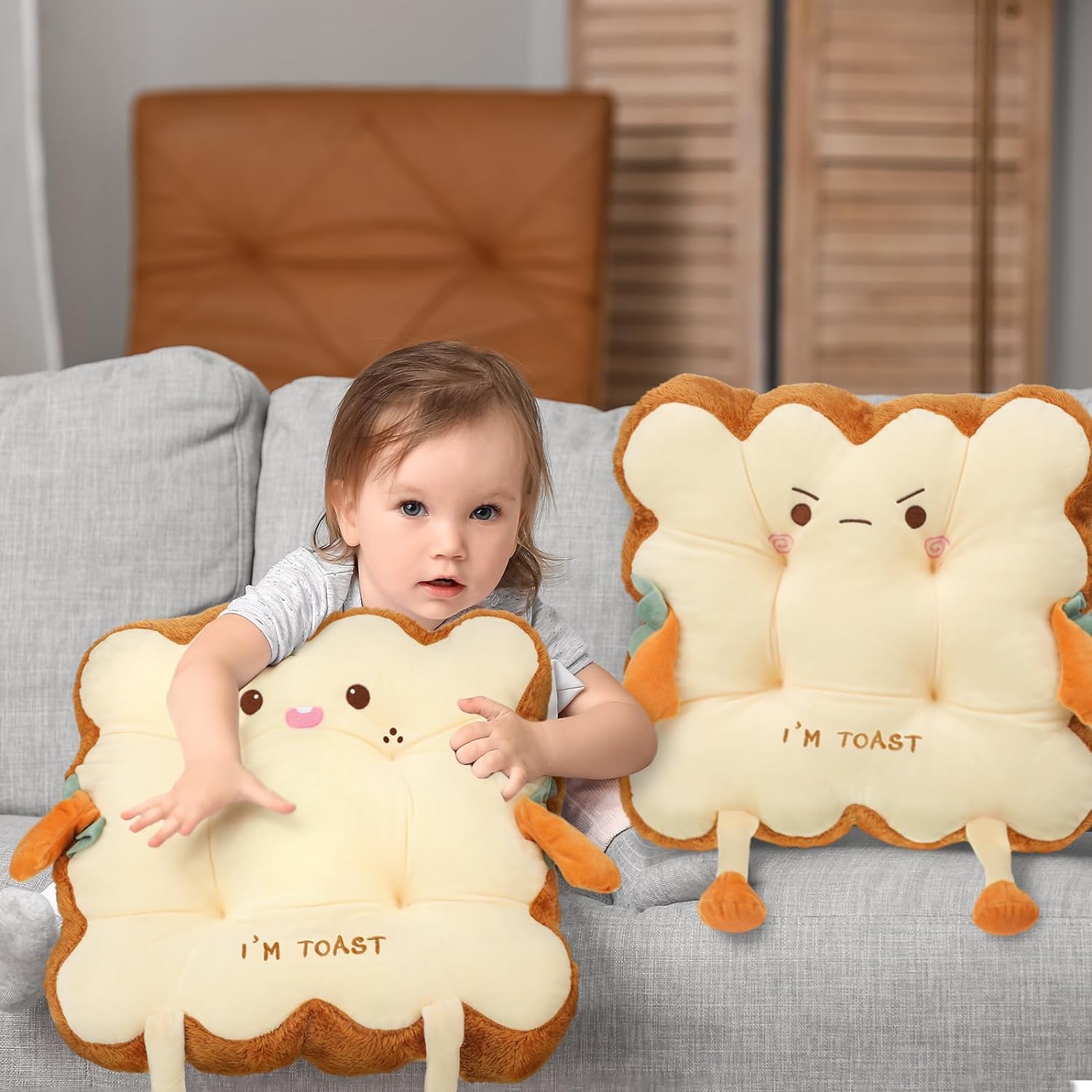 Kawaii 2 Toast Bread Pillow Seat Cushion