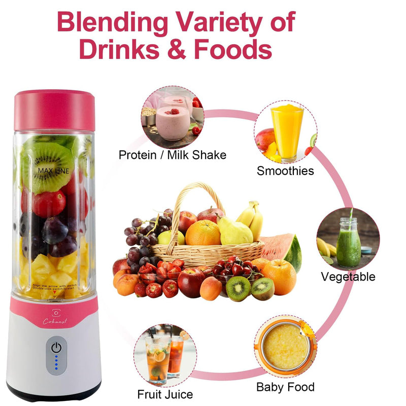 USB Rechargeable Portable Blender with Lid for Travel Gym Office