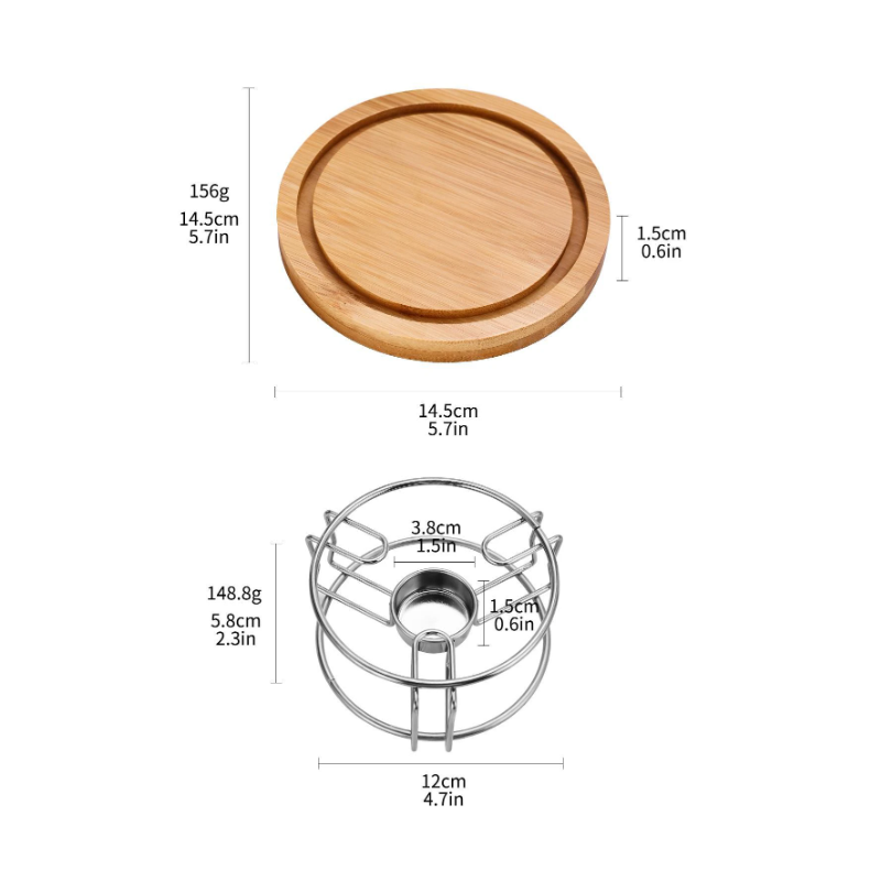 Walnut Candle Warm Tea Stove Heating Base with Glass Tea Pot