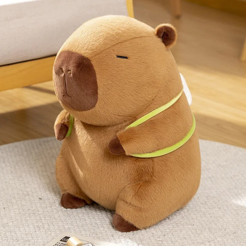 Sleepy Capybara with Mahjong Backpack Plushie