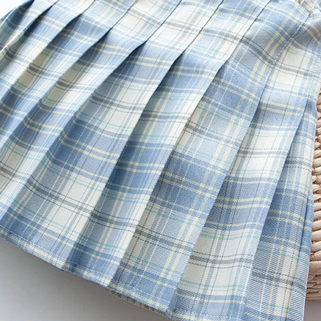 Casual High-Waisted Check Pattern Short Skirt