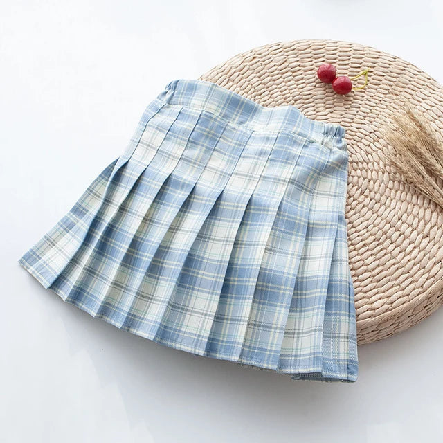 Casual High-Waisted Check Pattern Short Skirt