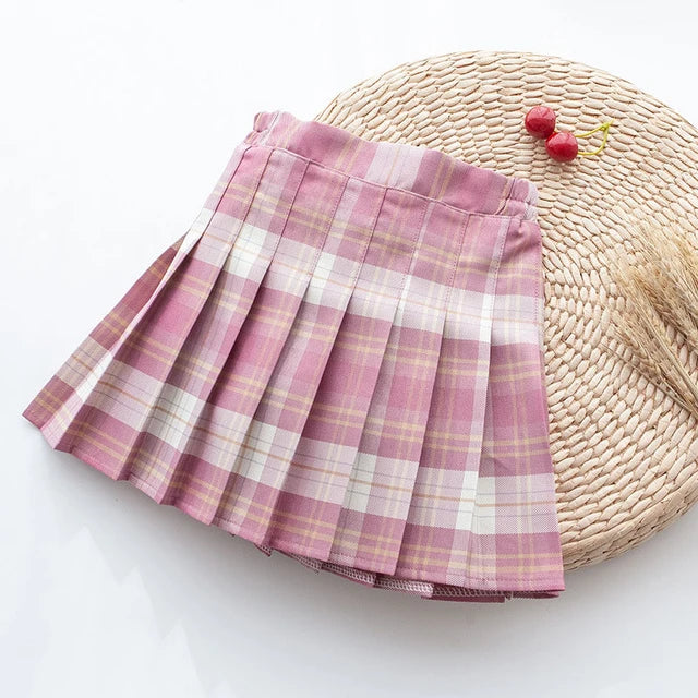 Casual High-Waisted Check Pattern Short Skirt