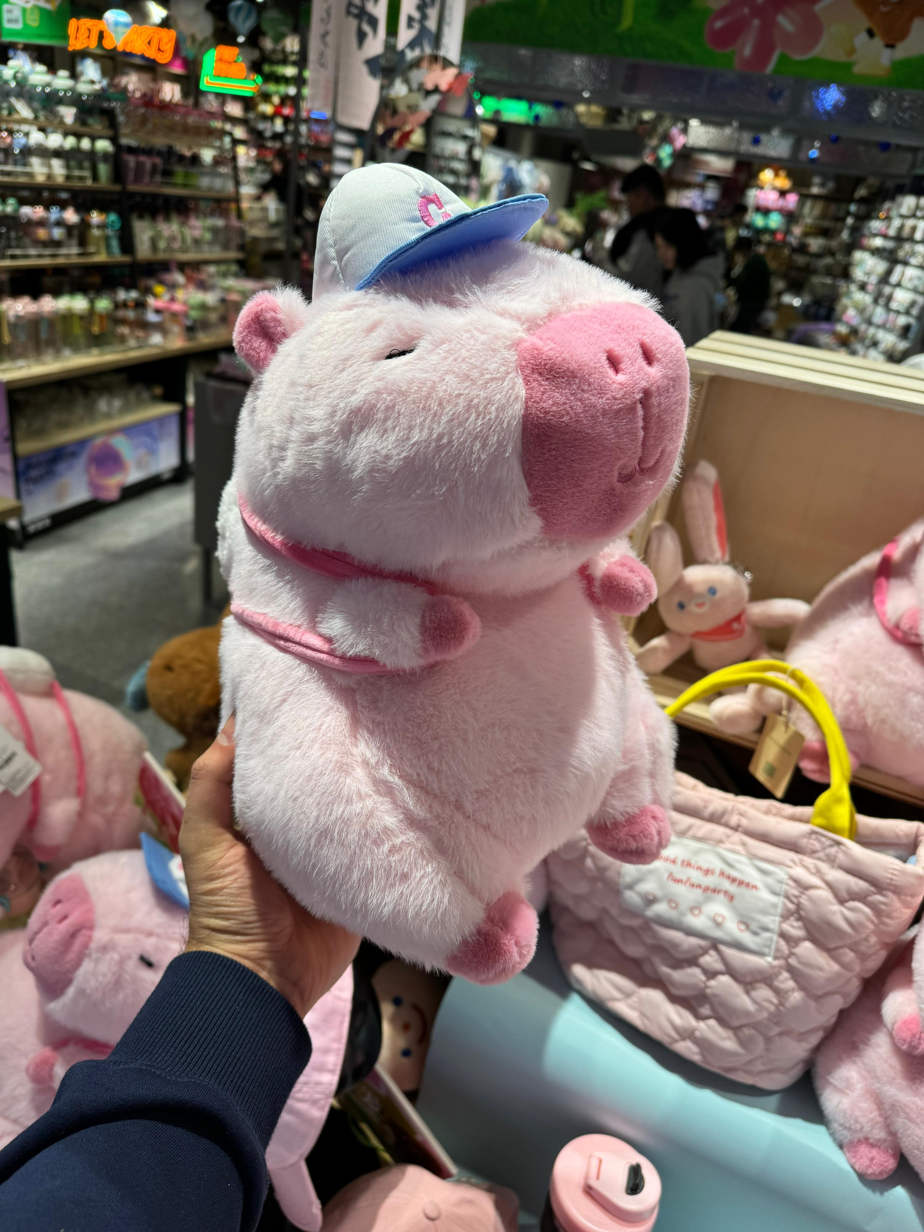 Cute Fully Filled Pink Fur Capybara Plush (Limited Edition)