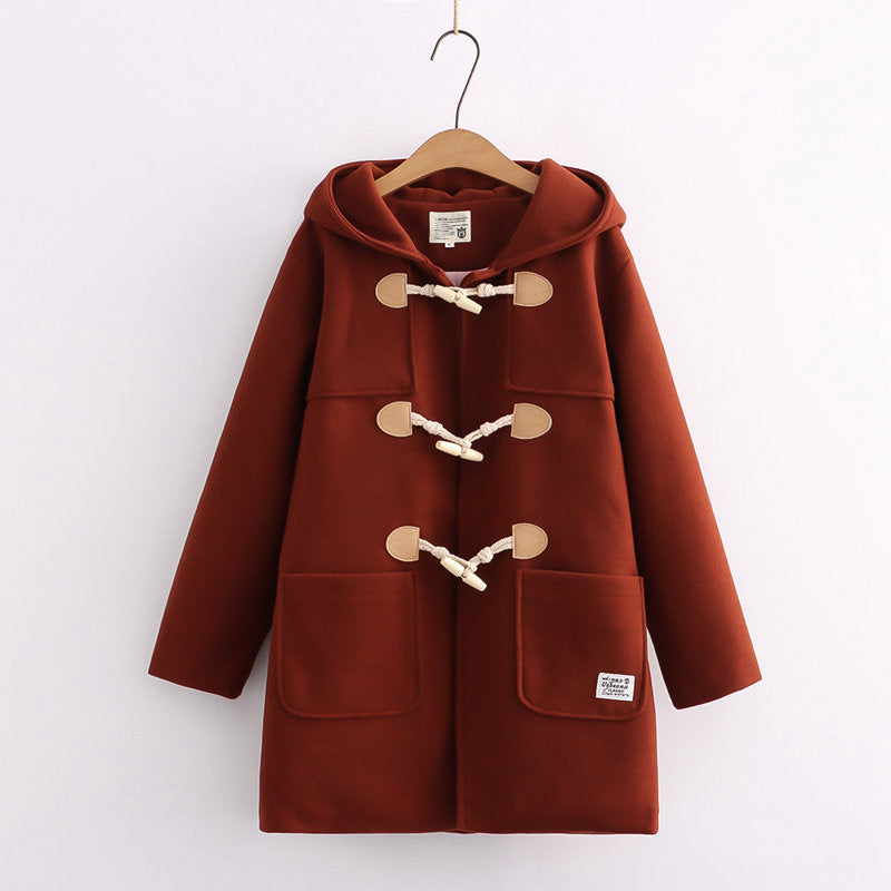 Kawaii Harajuku Button Solid Winter Coat