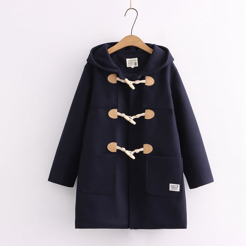 Kawaii Harajuku Button Solid Winter Coat