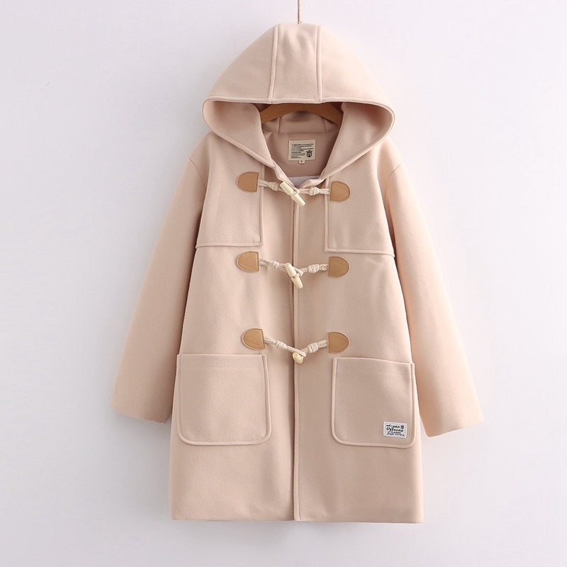 Kawaii Harajuku Button Solid Winter Coat