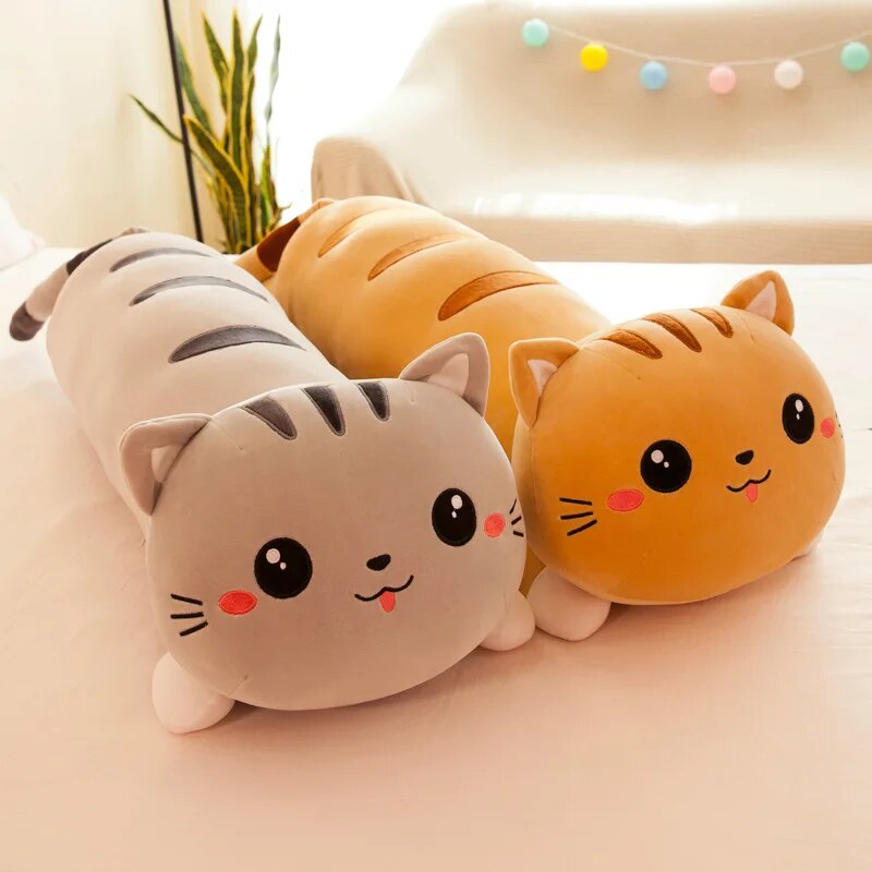 Kawaii Long Happy Cat Pillow Plush XL (90cm)