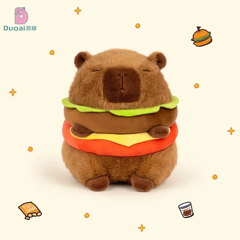 Hamburger Capybara Fluffy Plushie