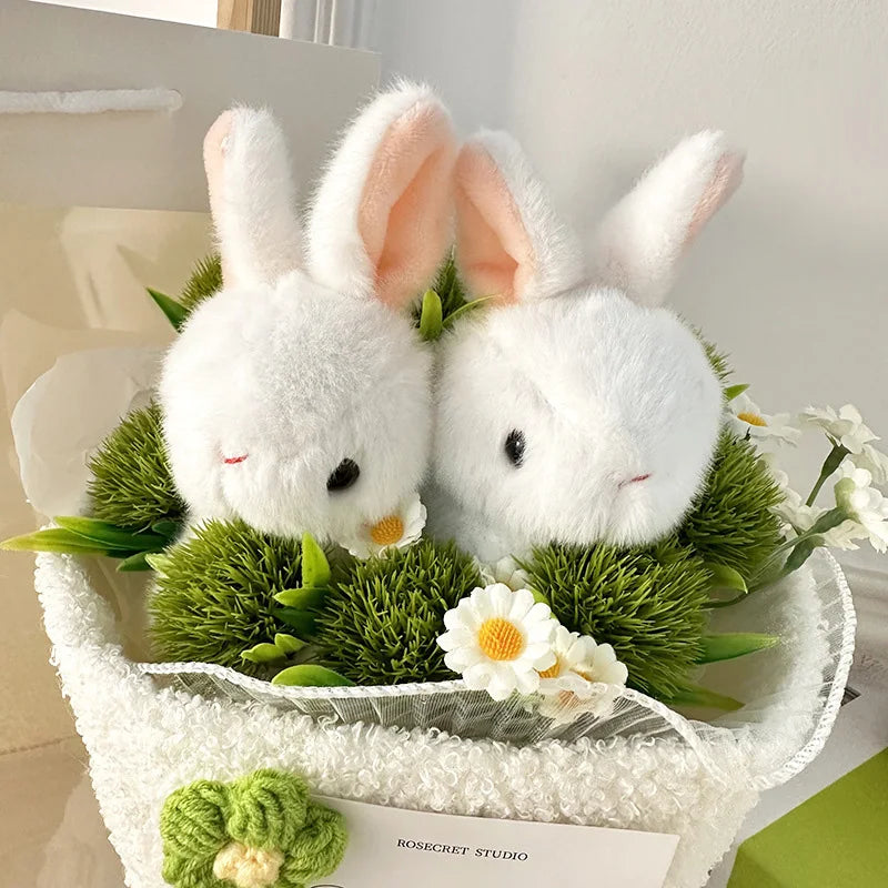 New Cute Bunny Plush Bouquet with Artificial Flowers