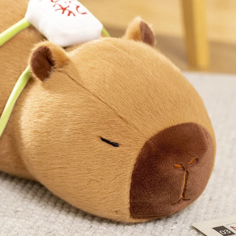 Sleepy Capybara with Mahjong Backpack Plushie