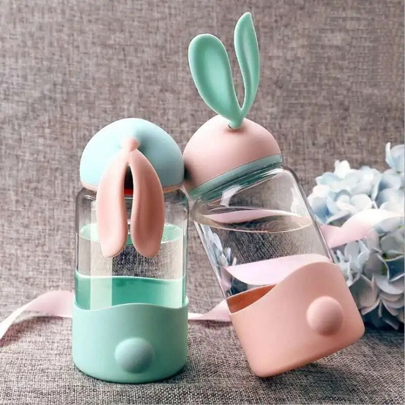 Kawaii Bunny Ears Glass Bottle (340ml)