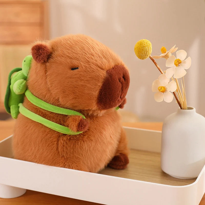 Cute Fully Filled Capybara with Tortoise Backpack Plushies