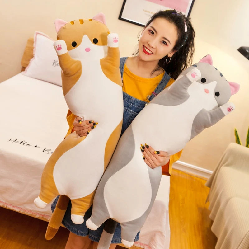 Huggable Long Snuggle Plush Cat Pillow