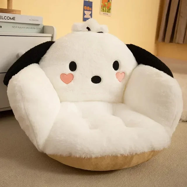 Winter Plush Half Surrounded Backrest Cartoon Chair Cushion