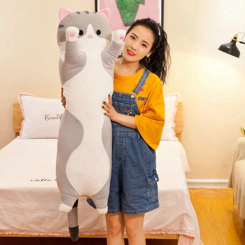 Huggable Long Snuggle Plush Cat Pillow