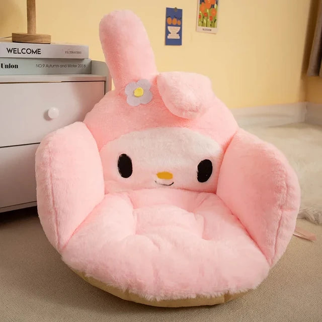 Winter Plush Half Surrounded Backrest Cartoon Chair Cushion