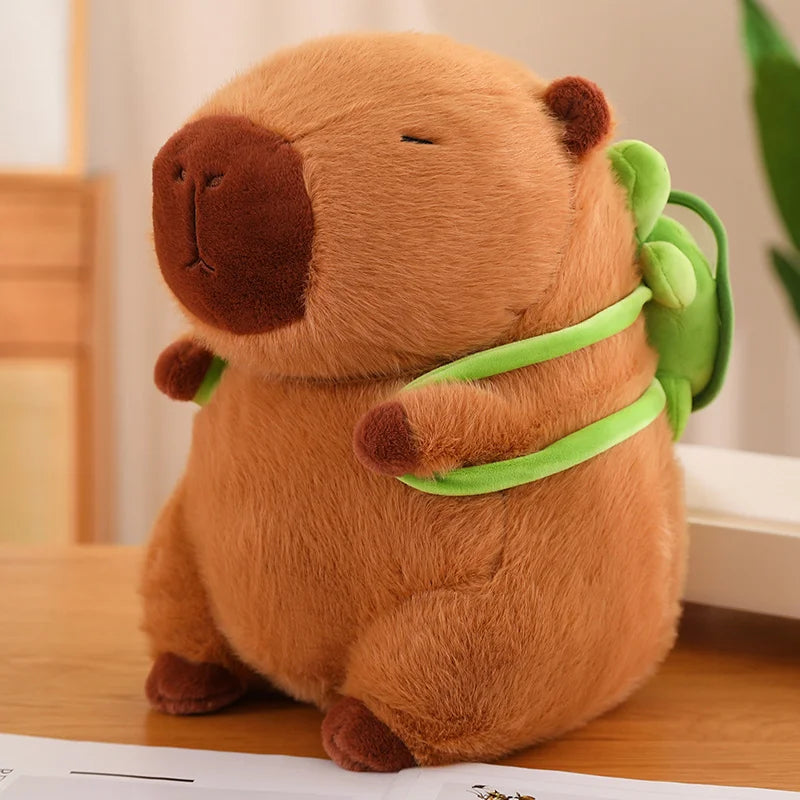 Cute Fully Filled Capybara with Tortoise Backpack Plushies