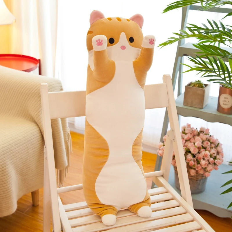 Huggable Long Snuggle Plush Cat Pillow