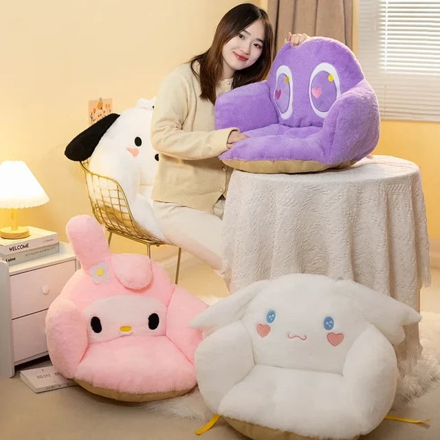 Winter Plush Half Surrounded Backrest Cartoon Chair Cushion