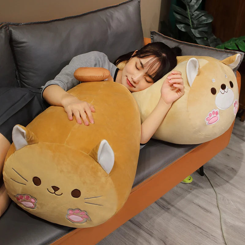 Cute Cat & Japanese Shiba Inu Dog Plush Pillow