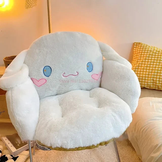 Winter Plush Half Surrounded Backrest Cartoon Chair Cushion