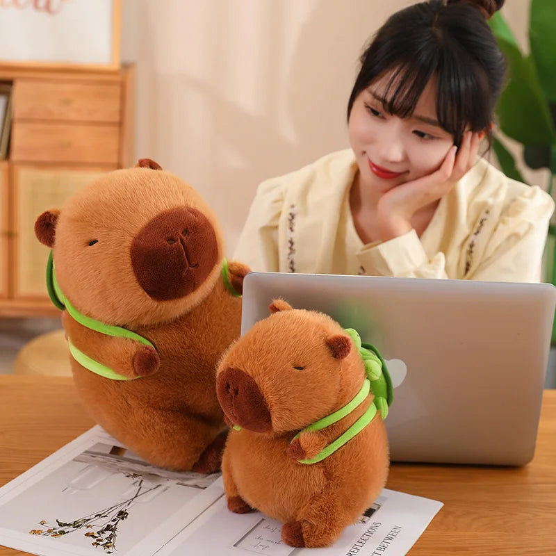 Cute Fully Filled Capybara with Tortoise Backpack Plushies