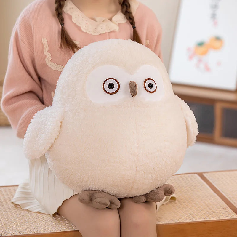 Fluffy Snowy Stuffed Shocked Owl Plushie