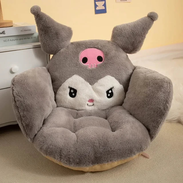 Winter Plush Half Surrounded Backrest Cartoon Chair Cushion